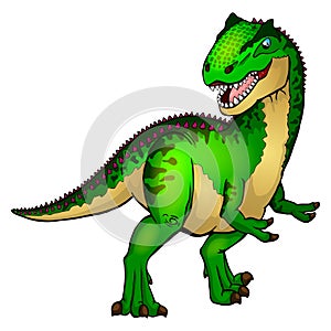 Cute cartoon allosaurus. Isolated illustration of a cartoon dinosaur.