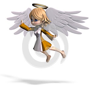 Cute cartoon angel with wings and halo