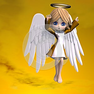 Cute cartoon angel with wings and halo