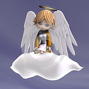 Cute cartoon angel with wings and halo