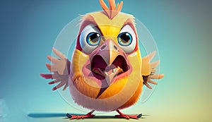 Cute Cartoon angry bird character, generative Ai