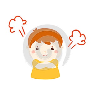 Cute cartoon angry boy character .