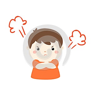 Cute cartoon angry boy character .