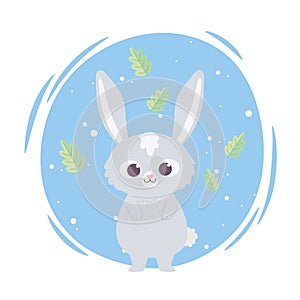 Cute cartoon animal adorable wild character little rabbit