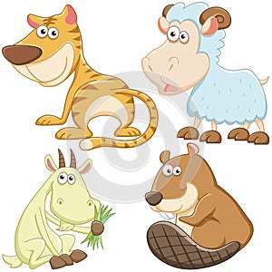 Cute cartoon animal set