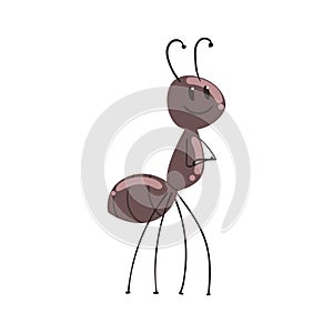 Cute cartoon ant character vector Illustration