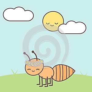 Cute cartoon ant vector illustration