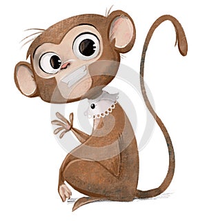 cute cartoon ape character with the collar