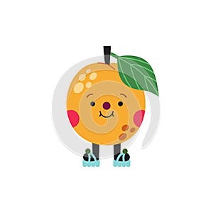Cute cartoon apricot illustration on a white background