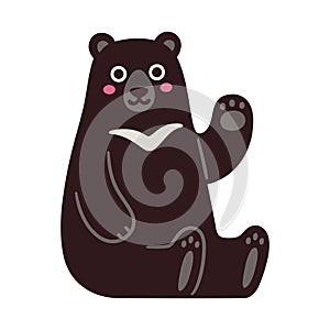 Cute cartoon Asian black bear