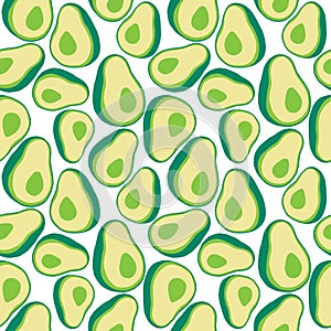 Cute cartoon avocado seamless pattern. Adorable flat fruit vector illustration. Childish healthy food ornament for textile, fabric