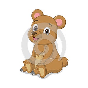 Cute cartoon baby bear sitting