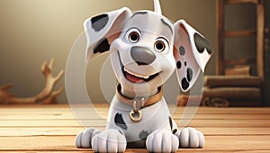 Cute cartoon of a baby dalmatian dog for illustrations for children. AI Generator