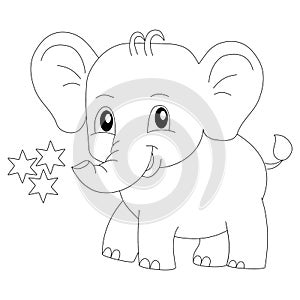 Cute Cartoon Baby Elephant Coloring Page