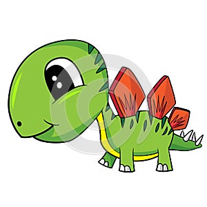 Cute Cartoon Baby Stegosaurus Dinosaur
