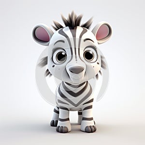 Cute Cartoon Baby Zebra 3d Model Photo In Fantasy Style