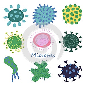 Cute cartoon bacteria vector illustration. Modern childish style