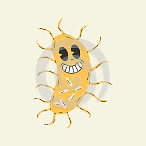 Cute Cartoon bacteria Yersinia pestis character.