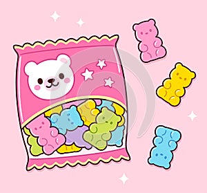 Cute cartoon bag of gummy bears photo