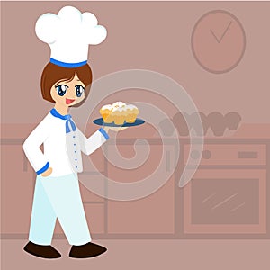 Cute Cartoon Baker Girl