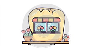 Cute Flower Shop Window Display with Potted Plants