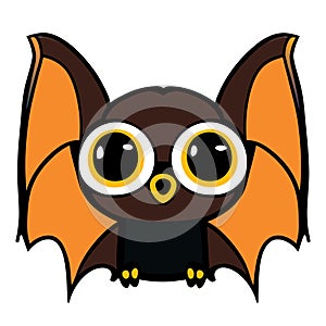 cute cartoon bat with big eyes on white background,  illustration AI Generated