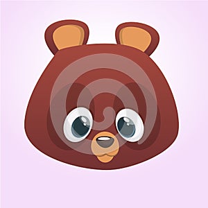 Cute cartoon bear head icon. Vector illustration isolated. Big collection of cartoon animals.