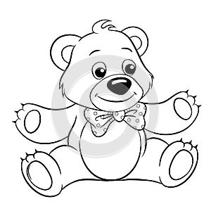 Cute cartoon bear. Vector black and white vector illustration for coloring book
