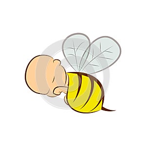 Cute cartoon bee baby icon