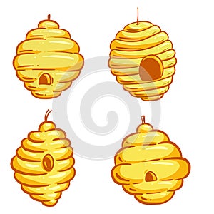 Cute Cartoon Beehive Illustration Collection for Logo for Bees