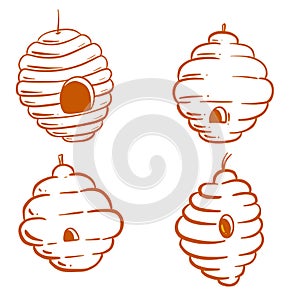 Cute Cartoon Beehive Illustration Collection for Logo for Bees