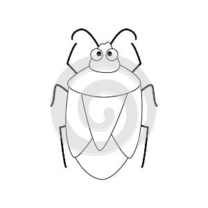 Cute cartoon beetle vector illustration isolated on white background.