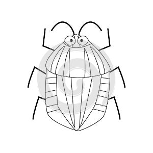 Cute cartoon beetle vector illustration isolated on white background.