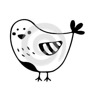 cute cartoon bird. Funny bird isolated on a white background. Children's illustration. Pet store. Feathered pet