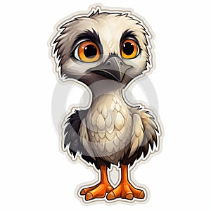 Cute Cartoon Bird Sticker In The Style Of Hugues Merle