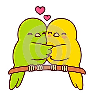 Cute cartoon birds couple