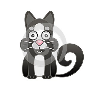 Cute cartoon black cat on white background vector