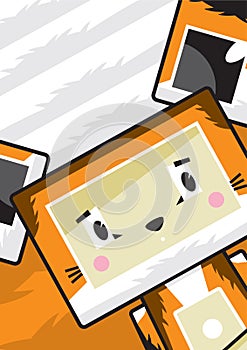 Cute Cartoon Block Fox