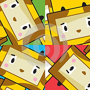 Cute Cartoon Block Giraffe Character