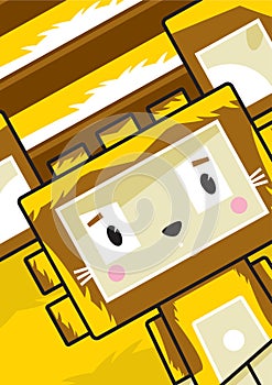 Cute Cartoon Block Lion