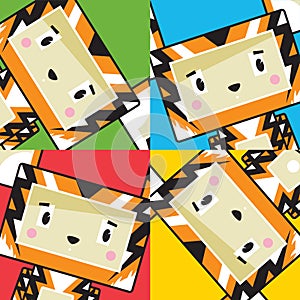 Cute Cartoon Block Tiger Character