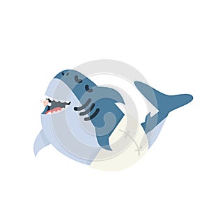 Cute cartoon blue baby shark vector
