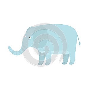 Cute cartoon blue elephant with big ears
