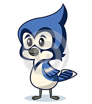 Cute cartoon Blue Jay standing