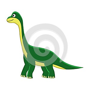 Cute cartoon brachiosaurus. Cartoon dinosaur. Vector illustrati