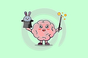 cute cartoon Brain magician with bunny character