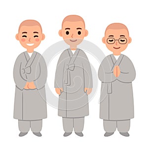 Cute cartoon Buddhist monks