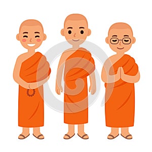 Cute cartoon Buddhist monks