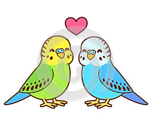 Cute cartoon budgie couple