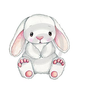 Cute cartoon bunny rabbit white.